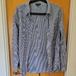 GAP Blue and White Striped Boyfriend Shirt